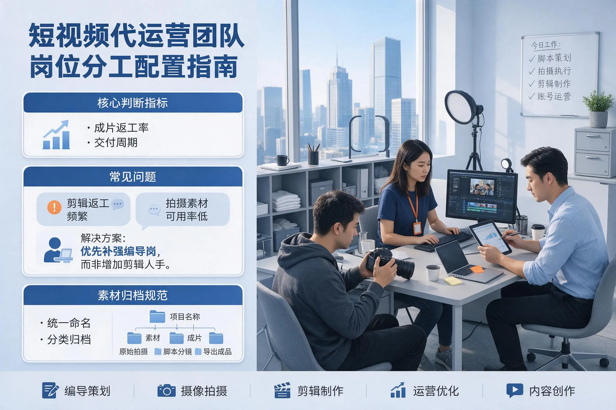 短视频代运营团队如何配置?清远企业岗位分工科普说明