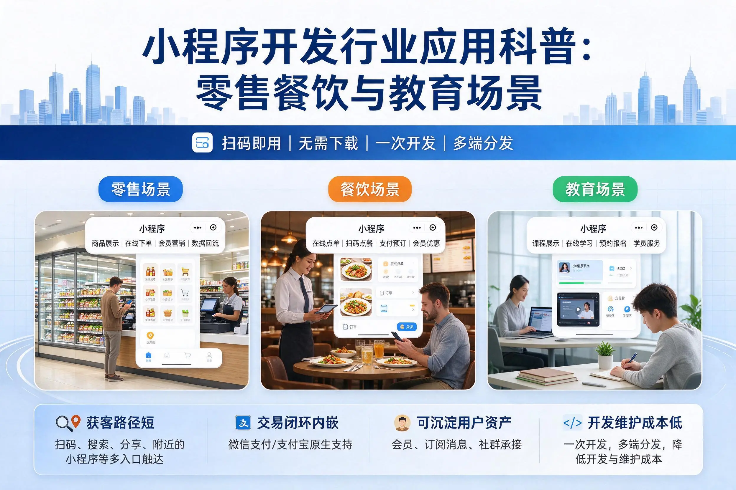 清远小程序开发行业应用科普:零售餐饮与教育场景