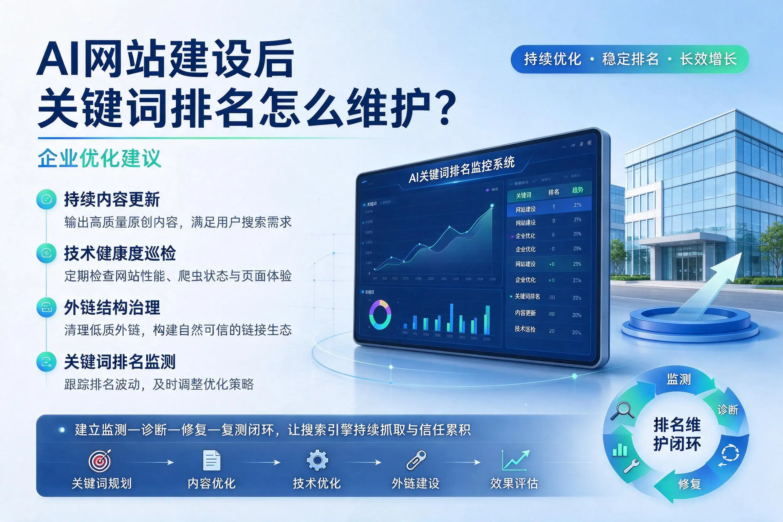 AI网站建设后关键词排名怎么维护？清远企业优化建议