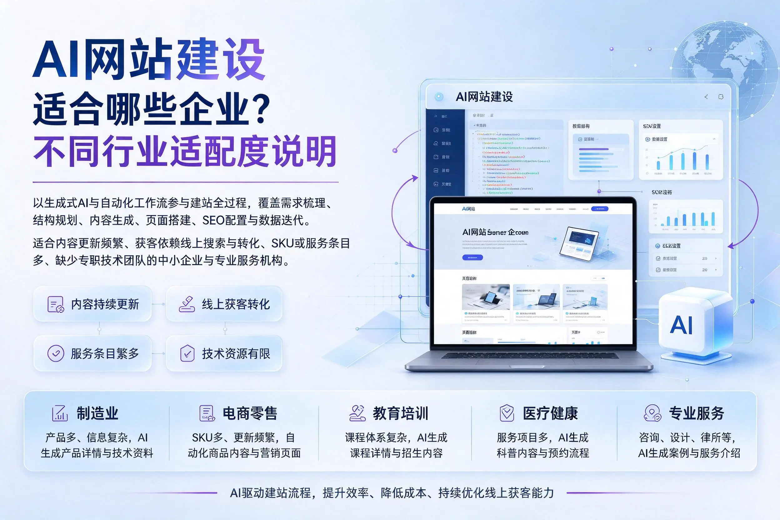 AI网站建设适合哪些企业？清远不同行业适配度说明